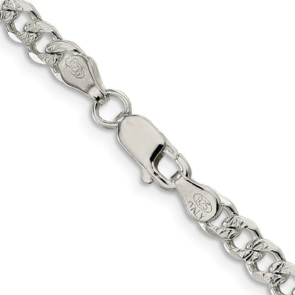 Sterling Silver 4.5mm Pav Curb Chain
