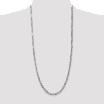 Sterling Silver 4.5mm Pave Curb Chain