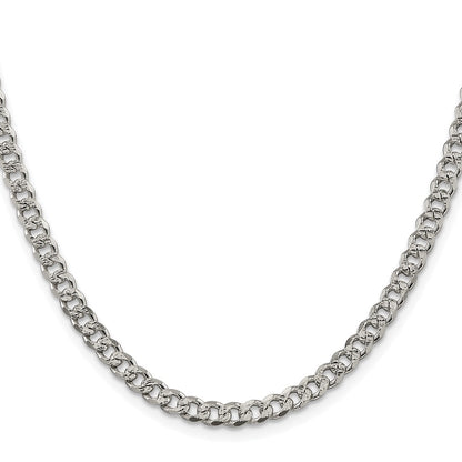 Sterling Silver Rhodium-plated 4.5mm Pav Curb Chain