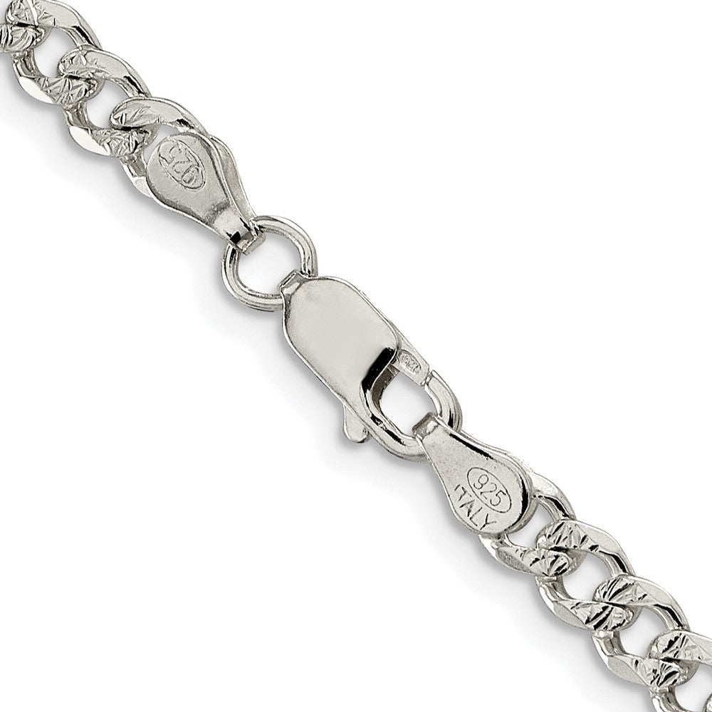 Sterling Silver Rhodium-plated 4.5mm Pav Curb Chain