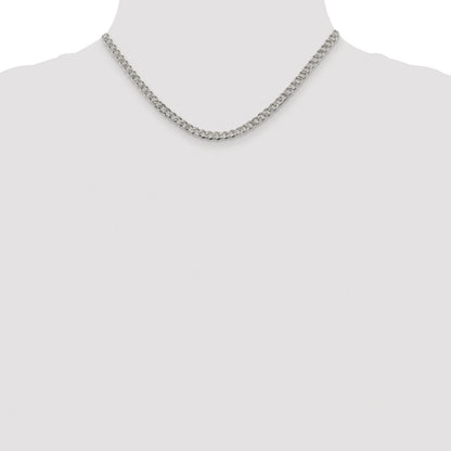 Sterling Silver Rhodium-plated 4.5mm Pav Curb Chain