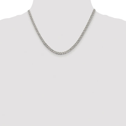 Sterling Silver Rhodium-plated 4.5mm Pav Curb Chain