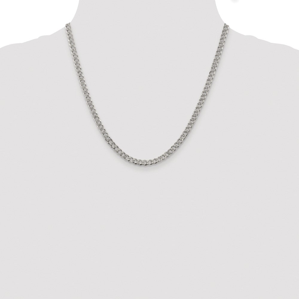 Sterling Silver Rhodium-plated 4.5mm Pav Curb Chain