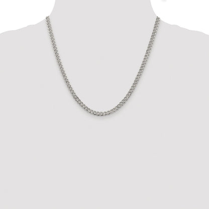 Sterling Silver Rhodium-plated 4.5mm Pav Curb Chain