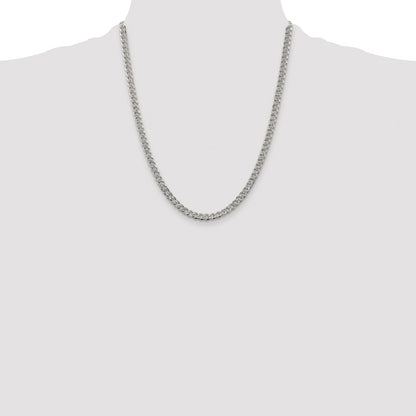 Sterling Silver Rhodium-plated 4.5mm Pave Curb Chain