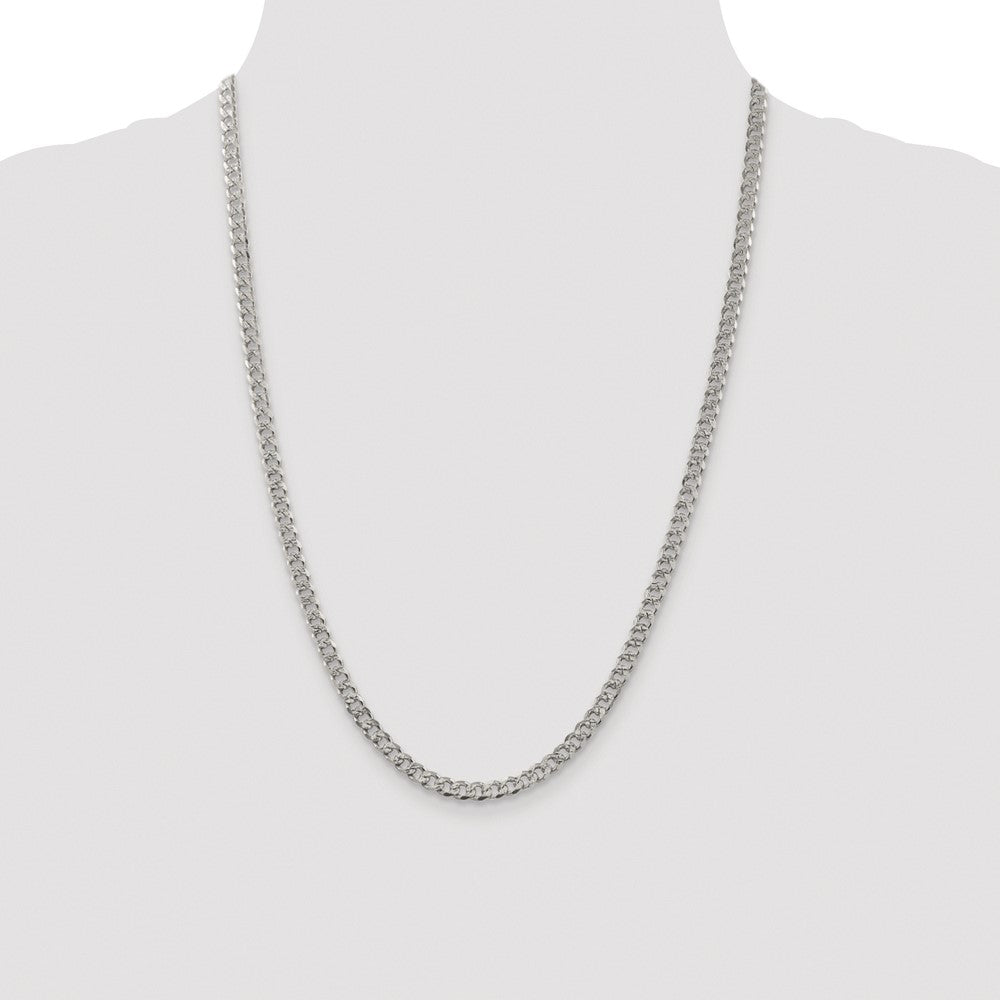 Sterling Silver Rhodium-plated 4.5mm Pav Curb Chain