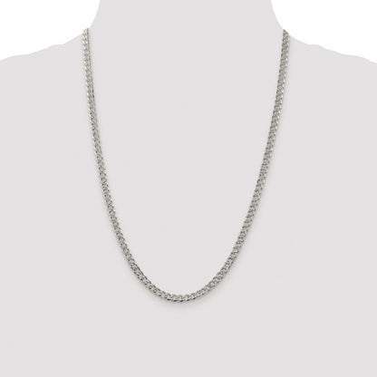 Sterling Silver Rhodium-plated 4.5mm Pav Curb Chain