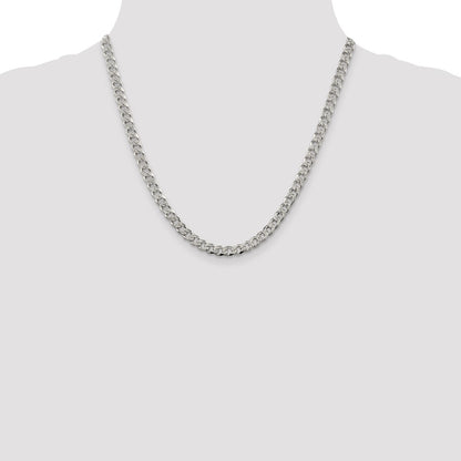 Sterling Silver 5.5mm Pav Curb Chain