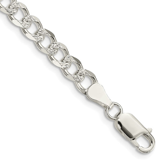 Sterling Silver 5.5mm Pav Curb Chain