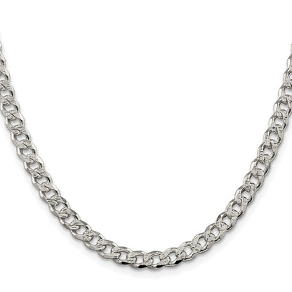 Sterling Silver Rhodium-plated 5.5mm Pav Curb Chain