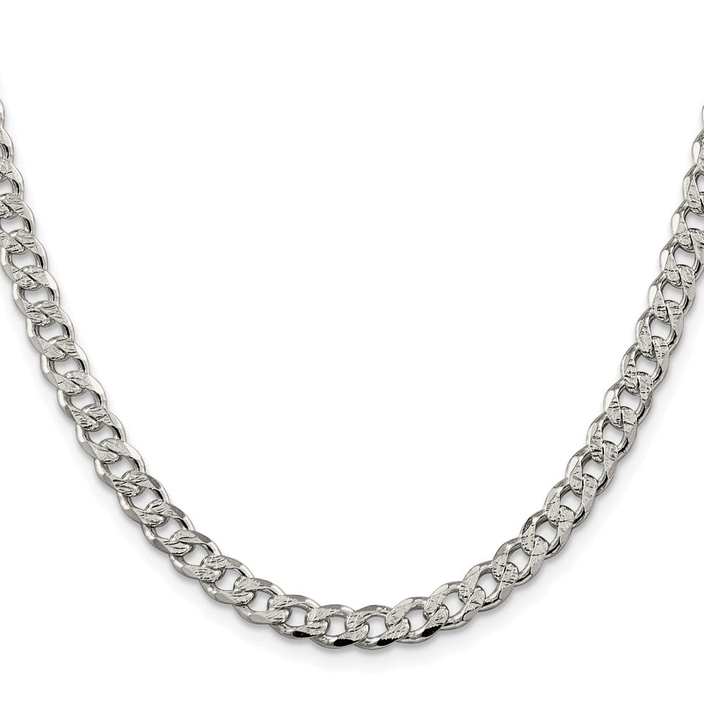 Sterling Silver Rhodium-plated 5.5mm Pav Curb Chain