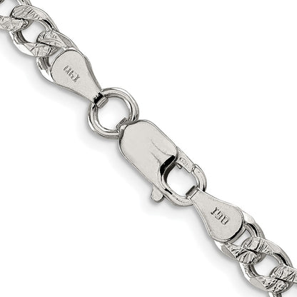 Sterling Silver Rhodium-plated 5.5mm Pav Curb Chain