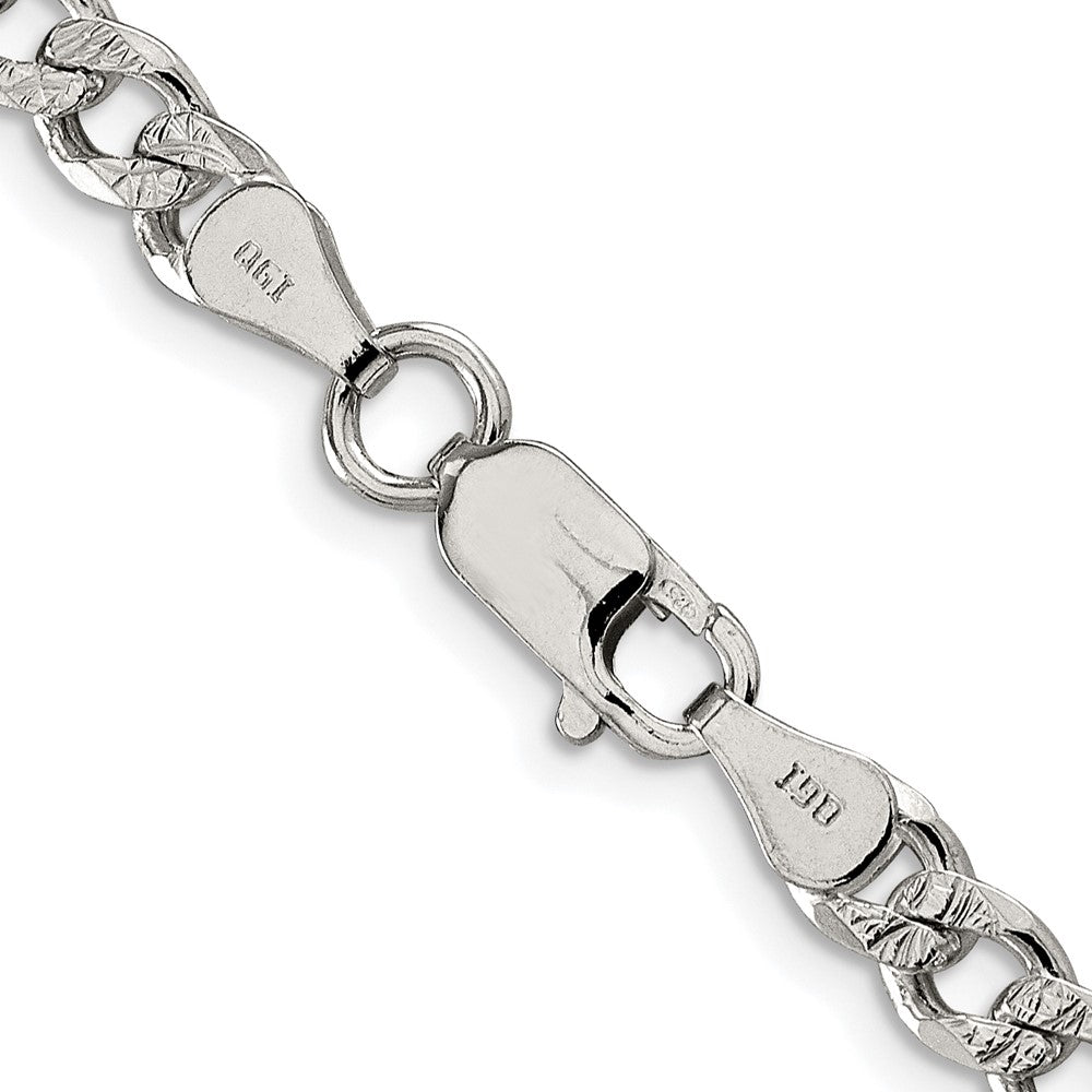 Sterling Silver Rhodium-plated 5.5mm Pave Curb Chain