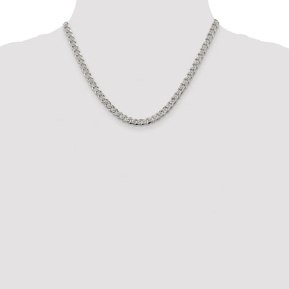 Sterling Silver Rhodium-plated 5.5mm Pav Curb Chain