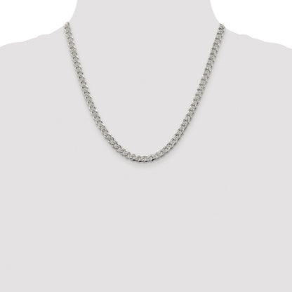 Sterling Silver Rhodium-plated 5.5mm Pav Curb Chain