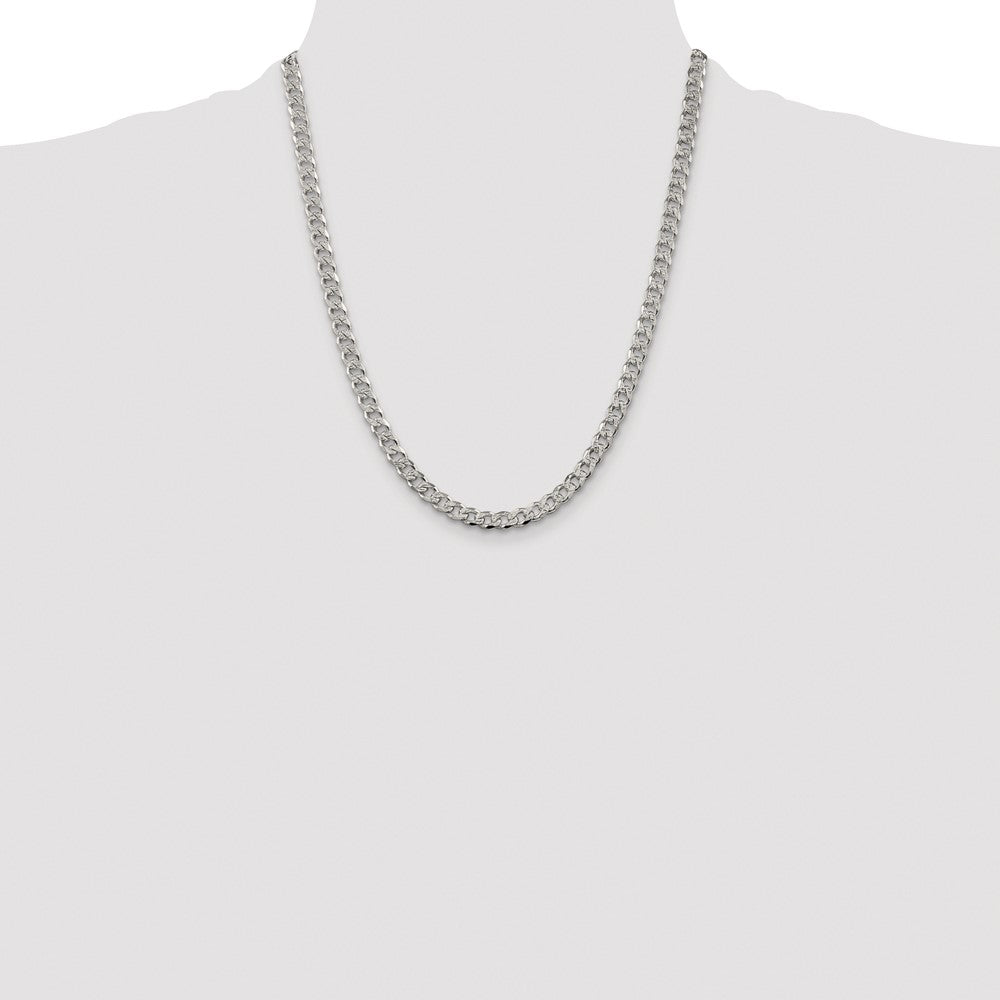 Sterling Silver Rhodium-plated 5.5mm Pav Curb Chain