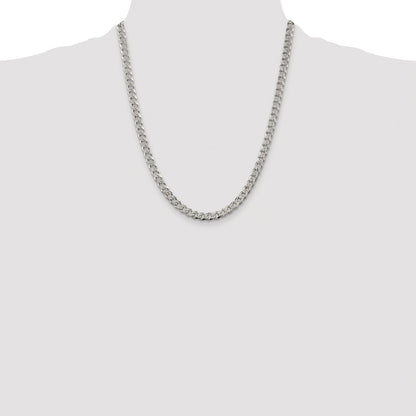 Sterling Silver Rhodium-plated 5.5mm Pav Curb Chain