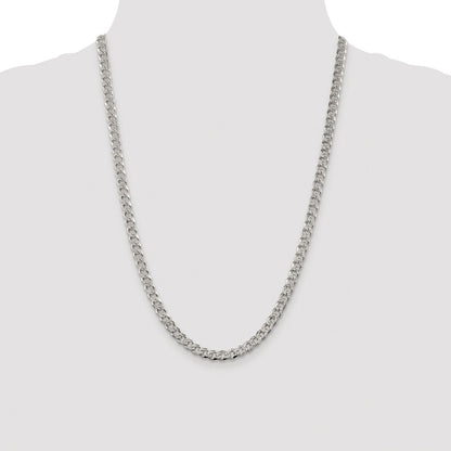 Sterling Silver Rhodium-plated 5.5mm Pav Curb Chain