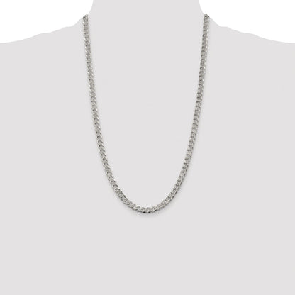 Sterling Silver Rhodium-plated 5.5mm Pav Curb Chain