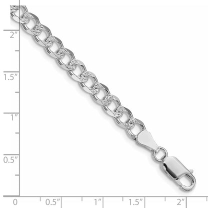 Sterling Silver Rhodium-plated 5.5mm Pav Curb Chain