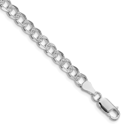 Sterling Silver Rhodium-plated 5.5mm Pav Curb Chain