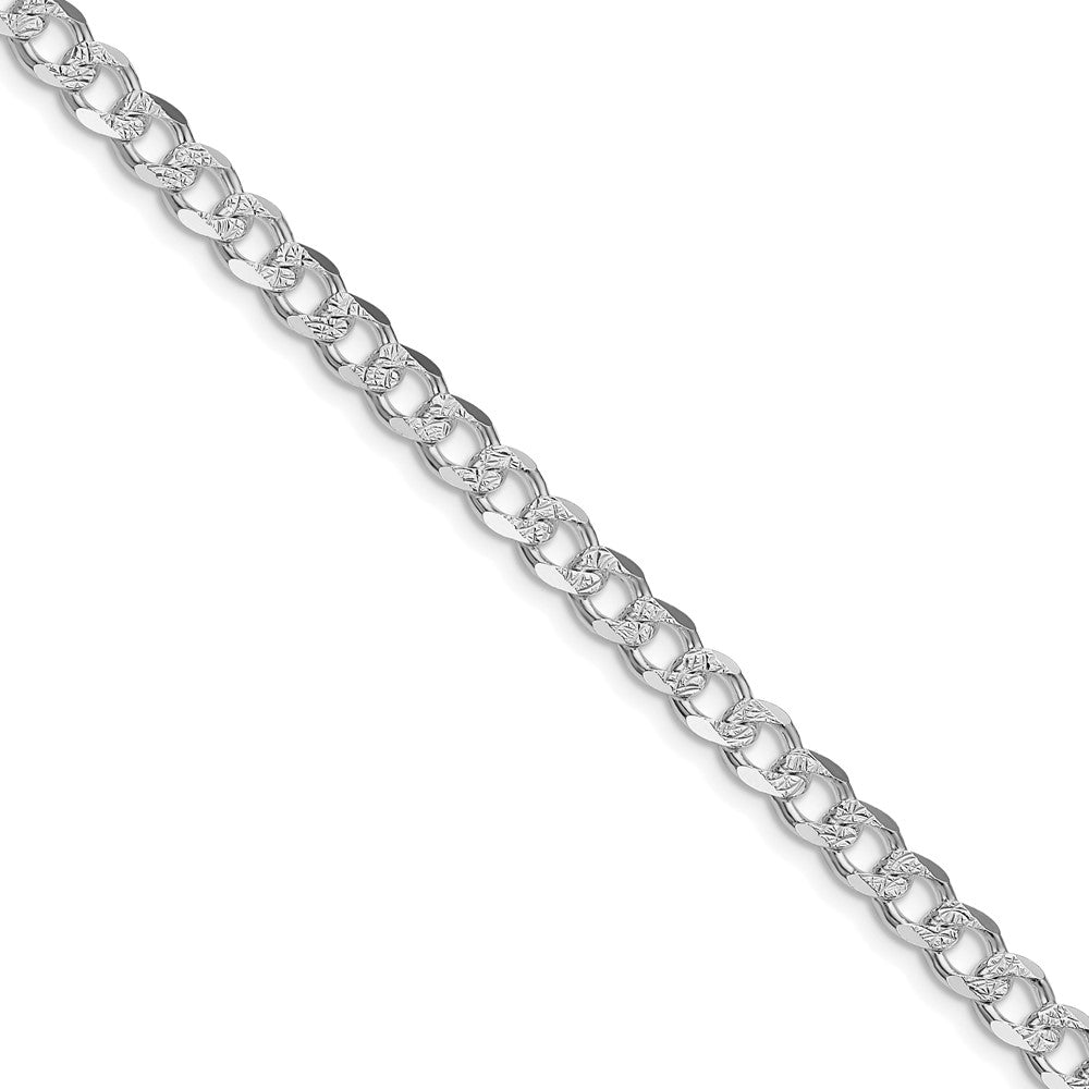 Sterling Silver Rhodium-plated 5.5mm Pav Curb Chain