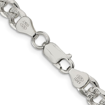 Sterling Silver 7mm Pav Curb Chain