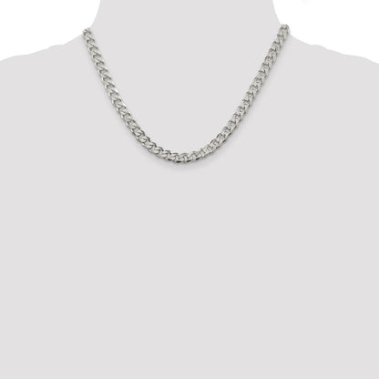 Sterling Silver 7mm Pav Curb Chain
