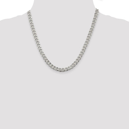 Sterling Silver 7mm Pav Curb Chain