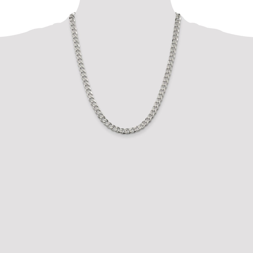 Sterling Silver 7mm Pav Curb Chain
