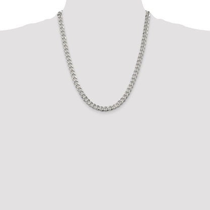 Sterling Silver 7mm Pav Curb Chain
