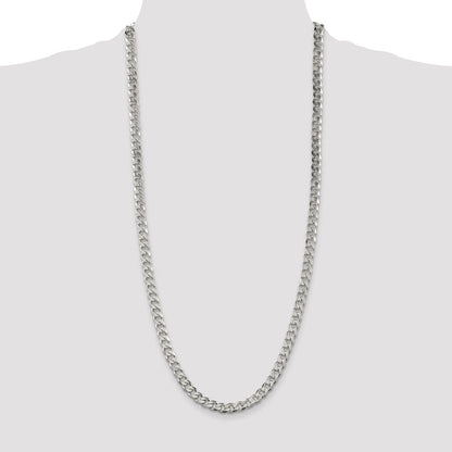 Sterling Silver 7mm Pave Curb Chain
