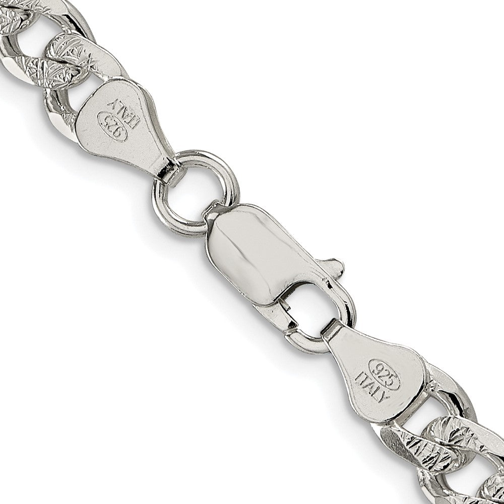Sterling Silver Rhodium-plated 7mm Pav Curb Chain