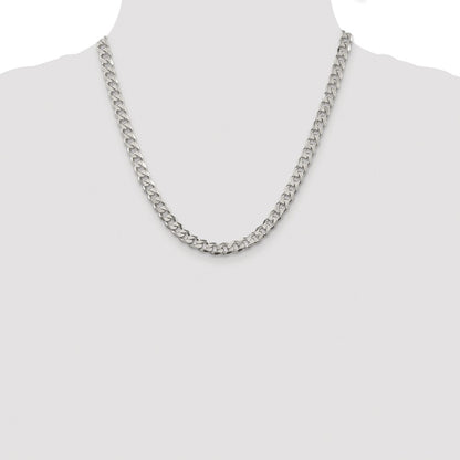 Sterling Silver Rhodium-plated 7mm Pav Curb Chain