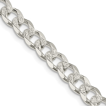 Sterling Silver 7mm Pav Curb Chain