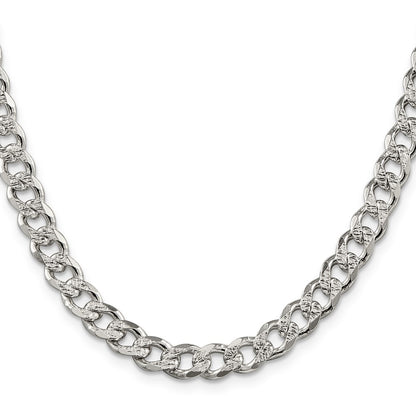 Sterling Silver 7.5mm Pav Curb Chain