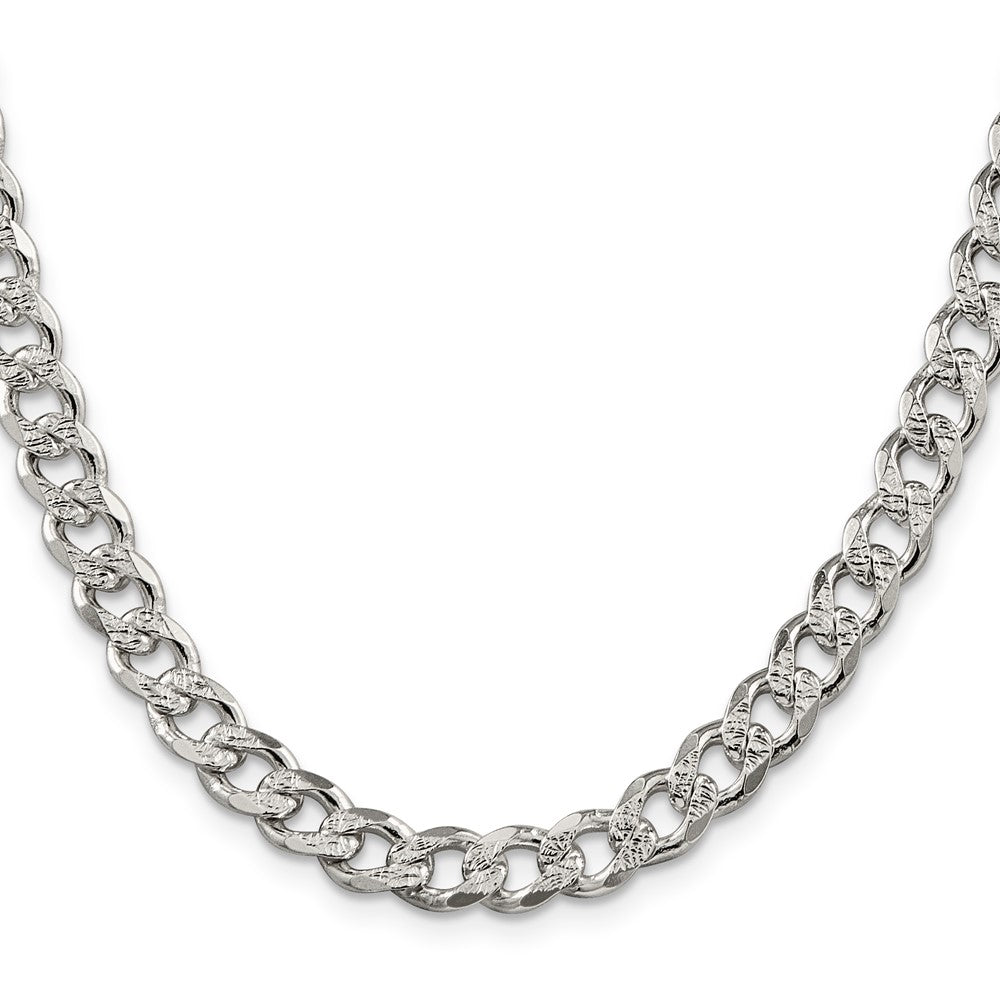 Sterling Silver 7.5mm Pav Curb Chain