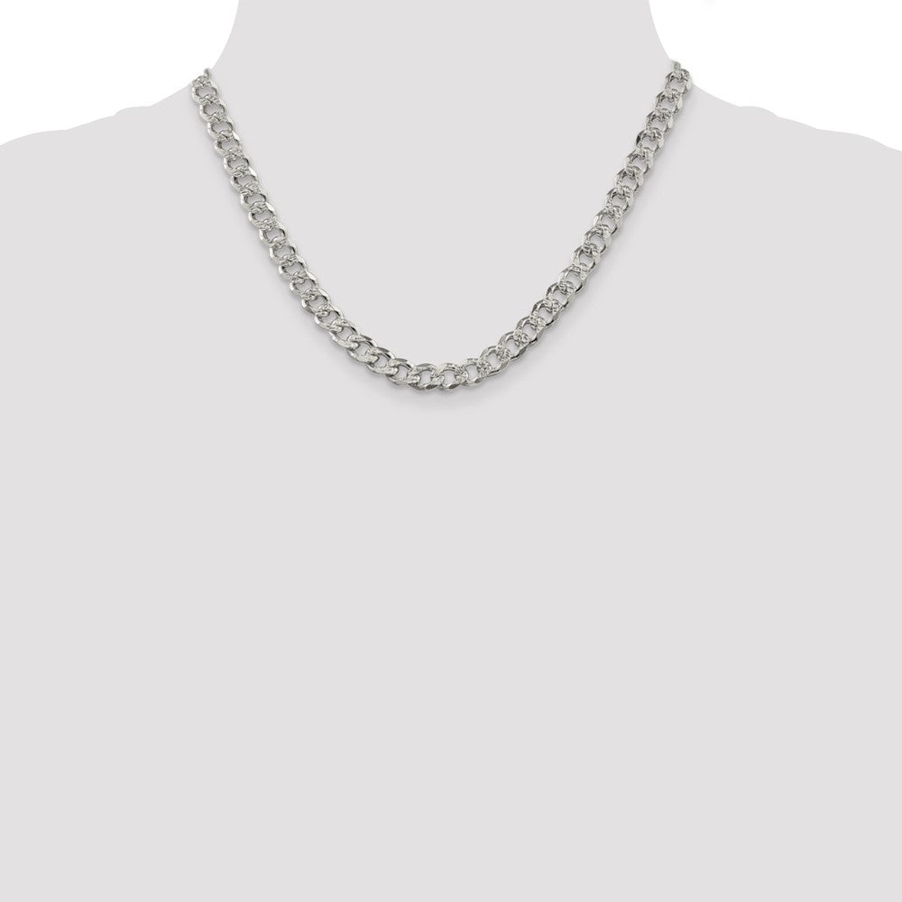 Sterling Silver 7.5mm Pav Curb Chain