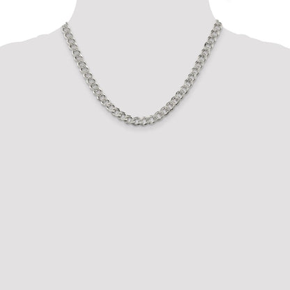 Sterling Silver 7.5mm Pav Curb Chain
