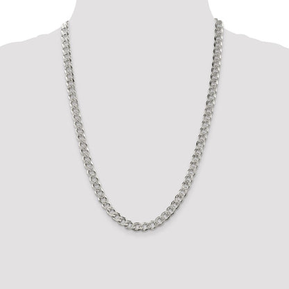 Sterling Silver 7.5mm Pav Curb Chain