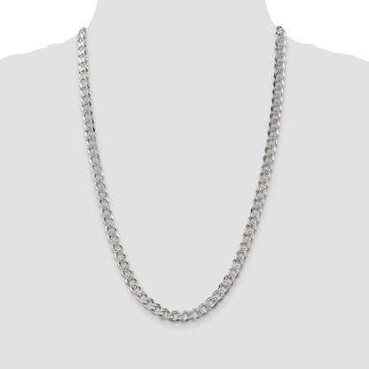 Sterling Silver 7.5mm Pav Curb Chain