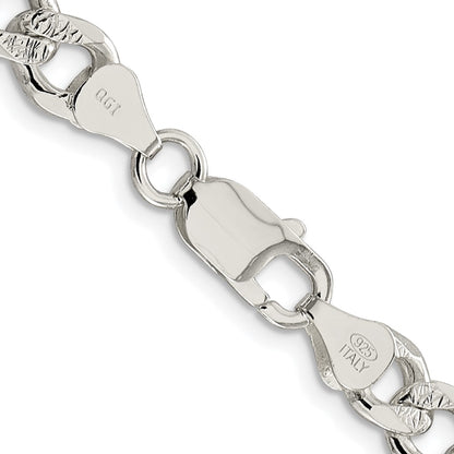 Sterling Silver Rhodium-plated 7.5mm Pav Curb Chain