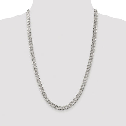 Sterling Silver Rhodium-plated 7.5mm Pav Curb Chain