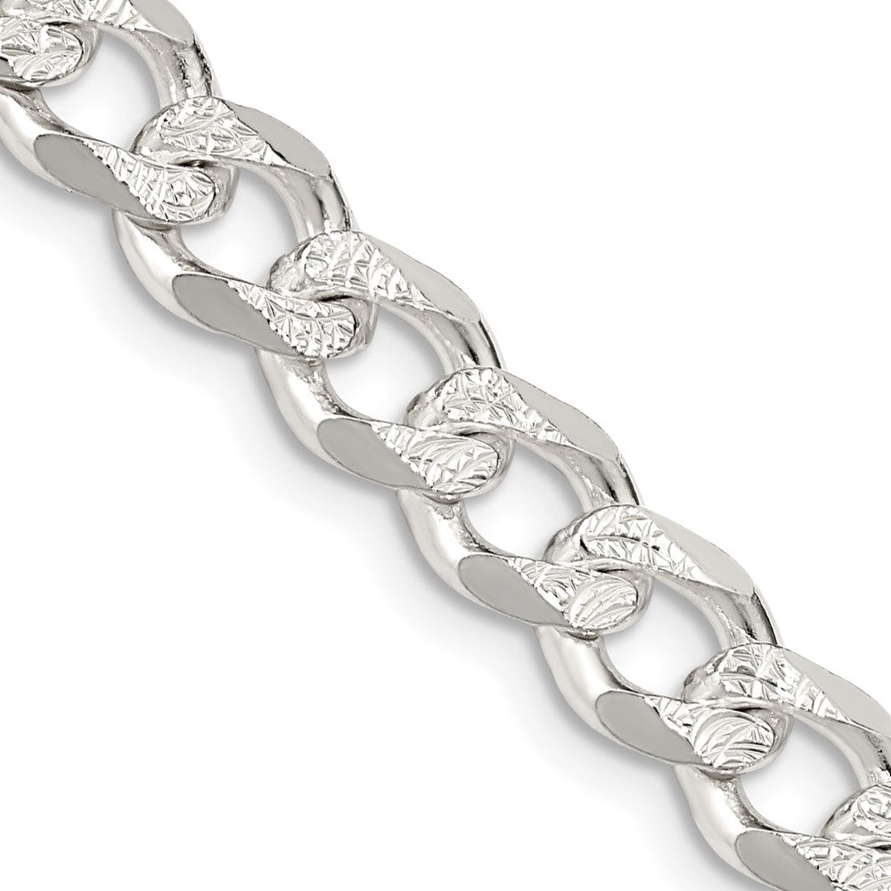 Sterling Silver 7.5mm Pav Curb Chain