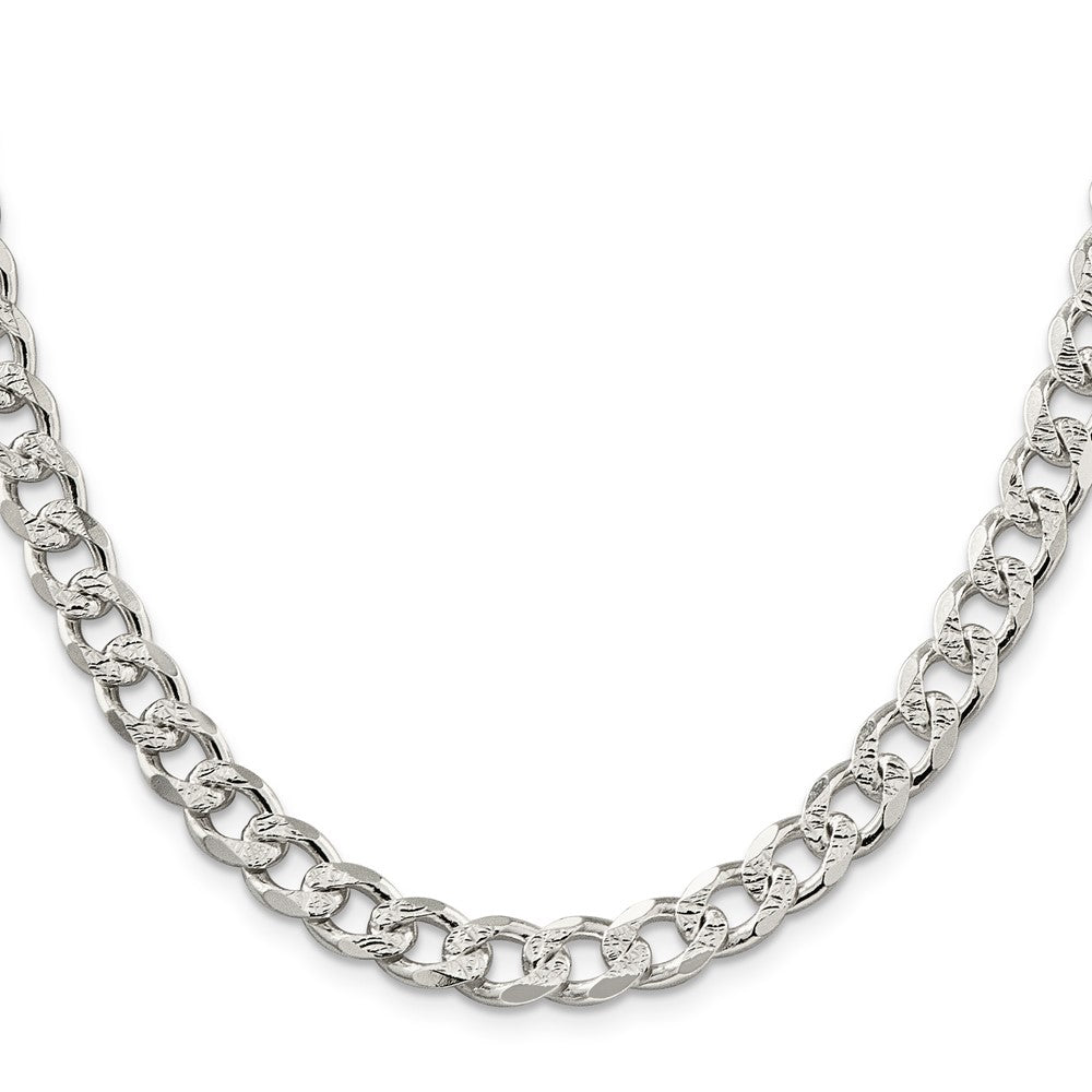 Sterling Silver 8.3mm Pav Curb Chain