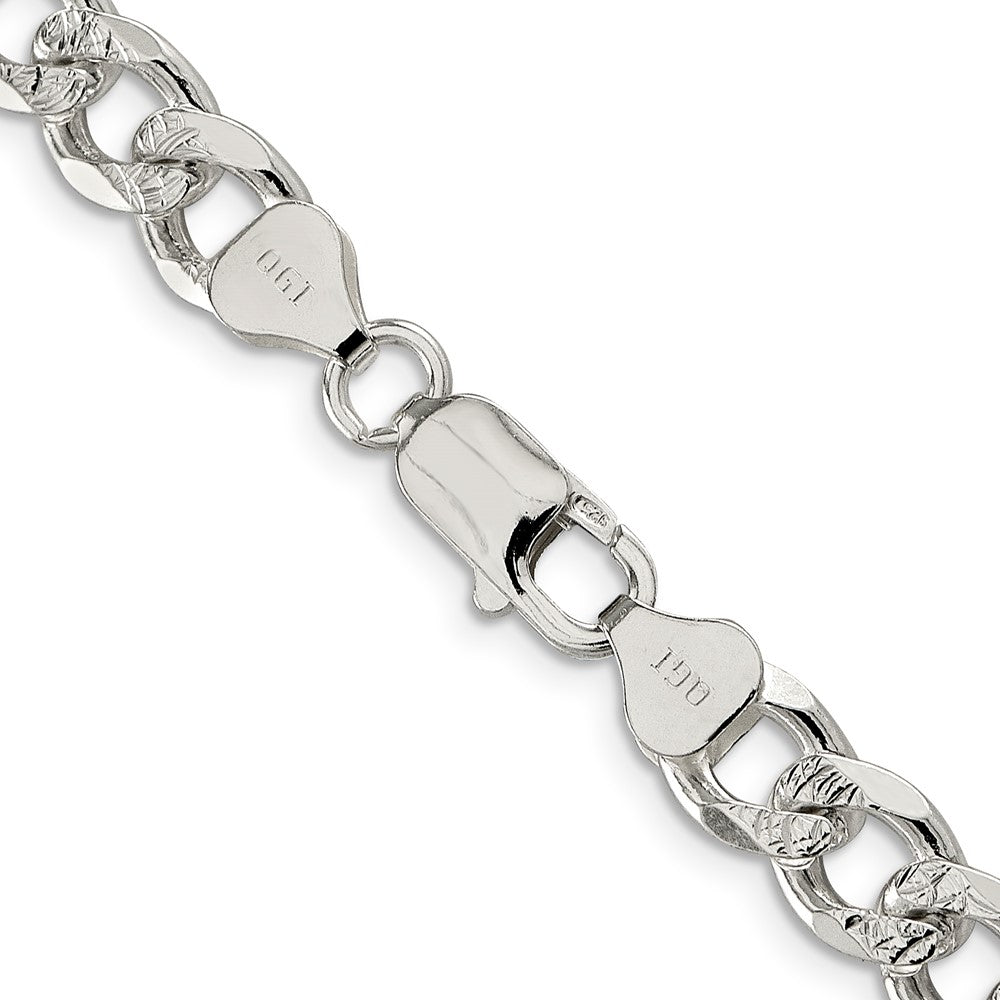 Sterling Silver 8.3mm Pav Curb Chain