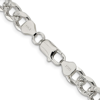 Sterling Silver 8.3mm Pav Curb Chain