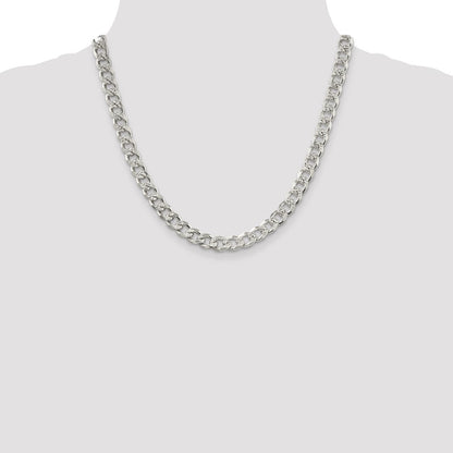 Sterling Silver 8.3mm Pav Curb Chain