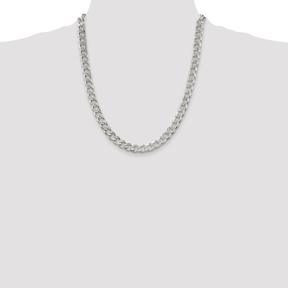 Sterling Silver 8.3mm Pav Curb Chain