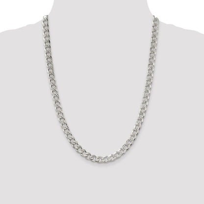 Sterling Silver 8.3mm Pav Curb Chain